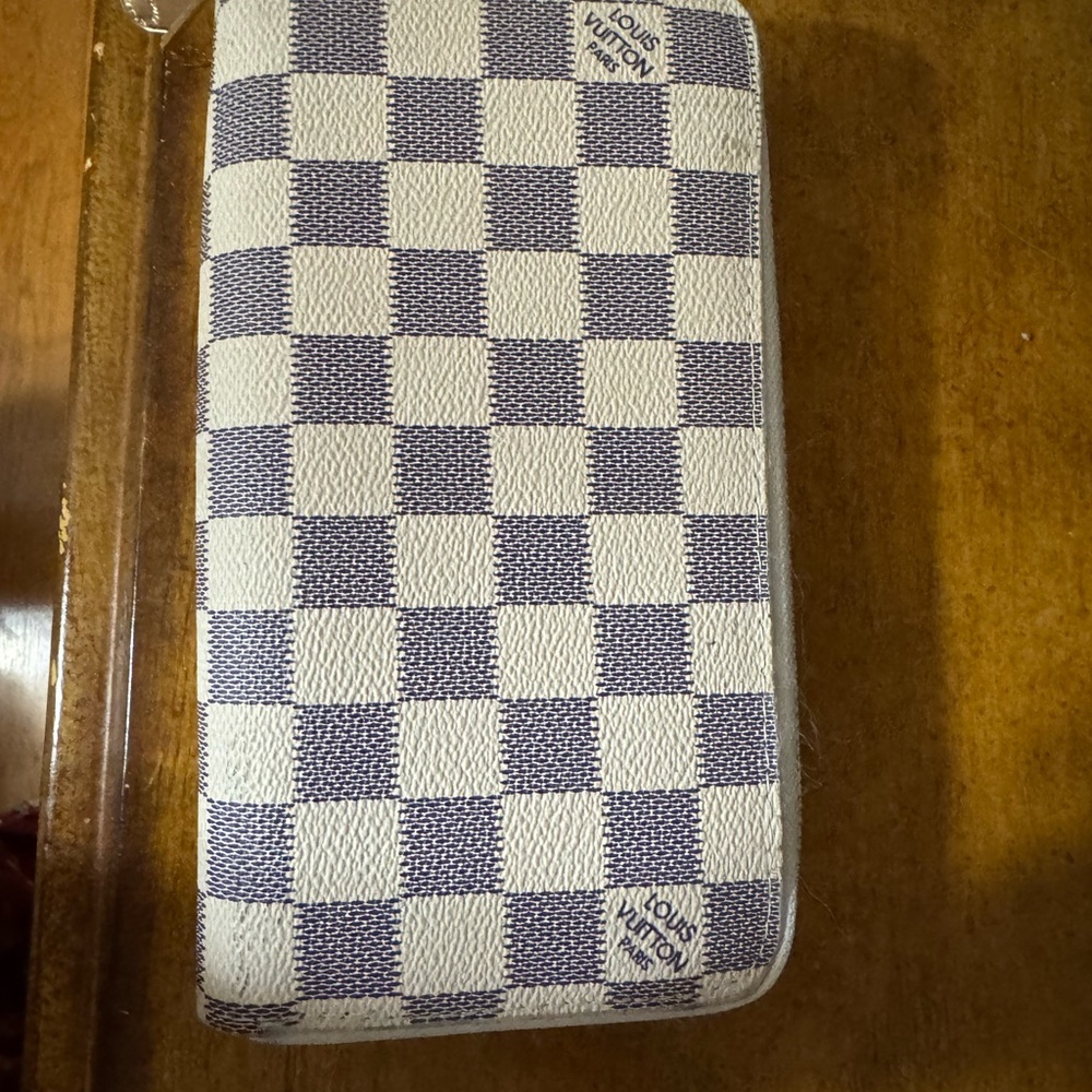 White Checkered Wallet